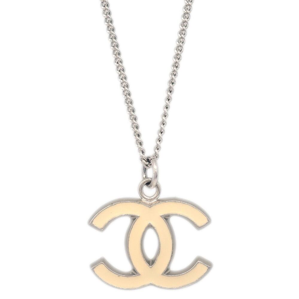 Chanel Silver Plated CC Logo Pendant Necklace Silver - Picture 2 of 3